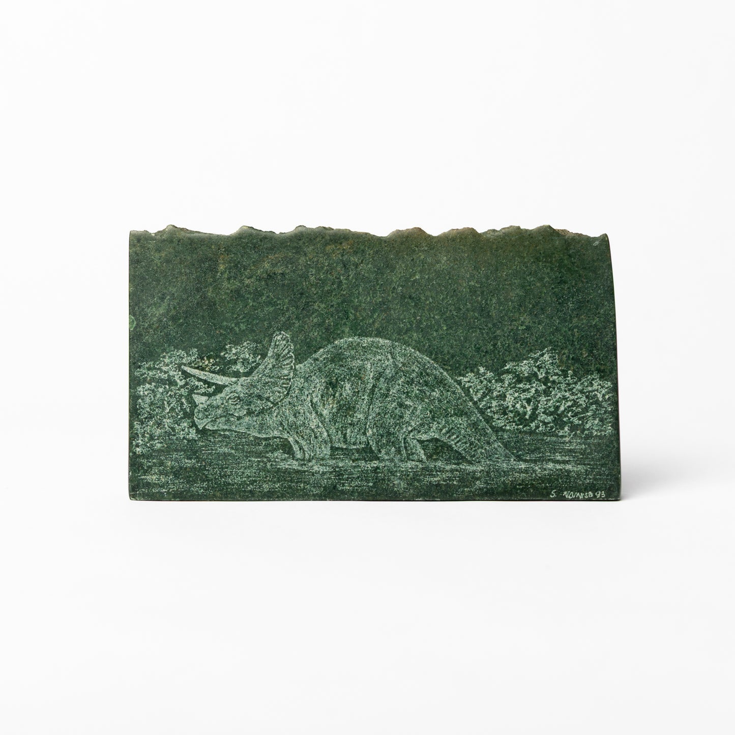 Verdite with Triceratops Etching