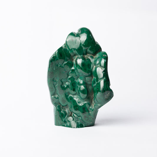 Polished Malachite With Flat Cut Base